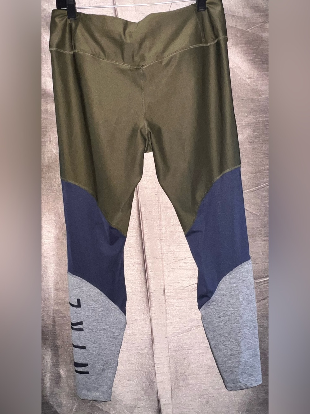 Nike Women’s Power Pocket Hyper Tights ColorBlock Leggings Olive/Navy/Gray